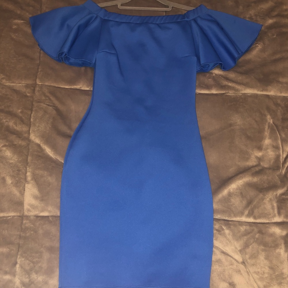 Strapless scuba mini dress